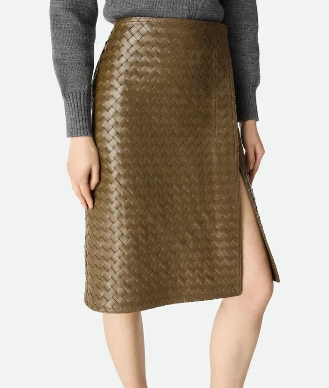 Falda de piel Intrecciato