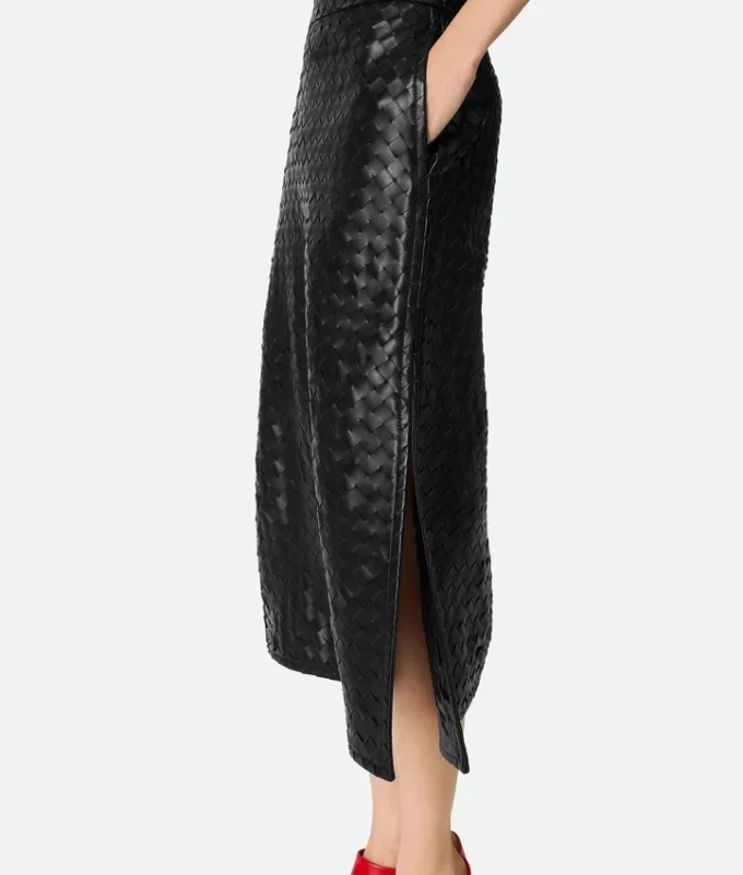 Falda de piel Intrecciato