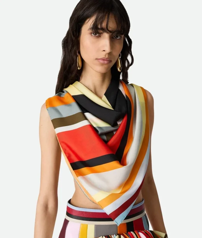 Fular de sarga de seda a rayas