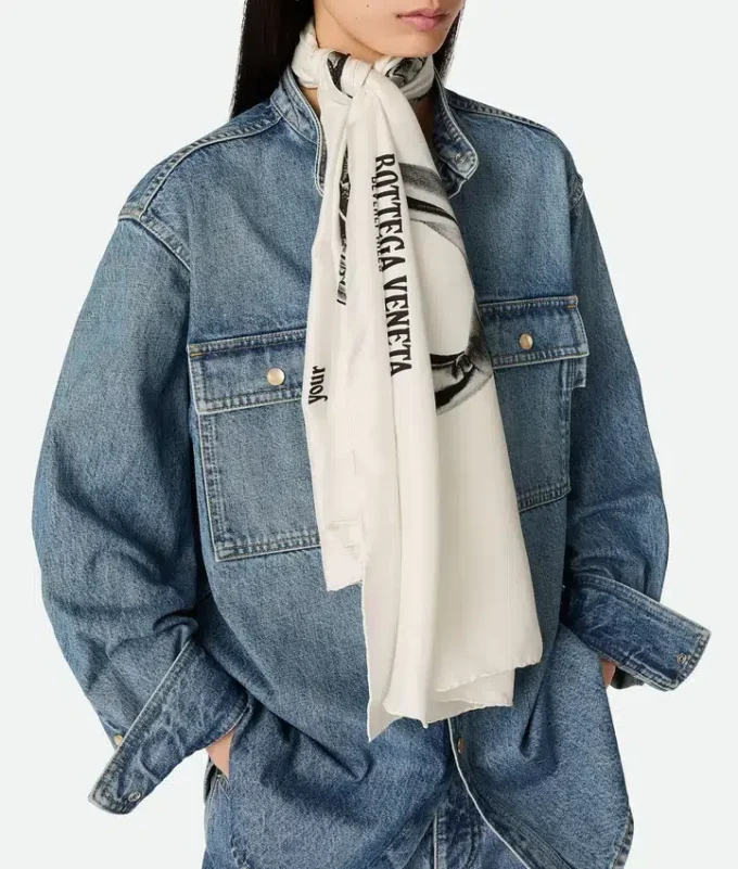 Fular estampado de sarga de seda