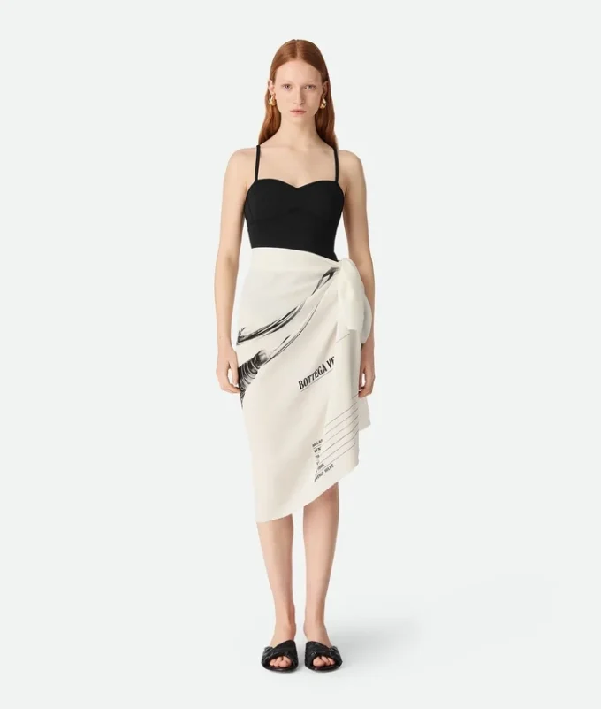 Fular estampado de sarga de seda