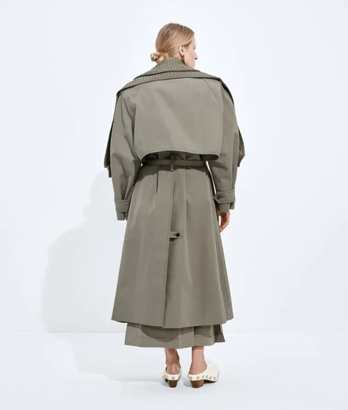 Gabardina de gabardina de algodón y seda