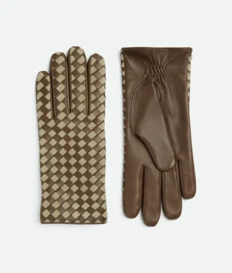 Guantes de piel y ante Intrecciato