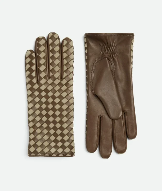 Guantes de piel y ante Intrecciato