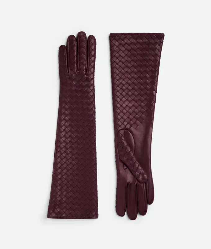 Guantes midi de piel Intrecciato