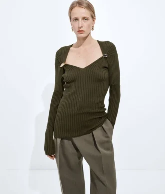 Jersey de punto elástico de cachemira y seda