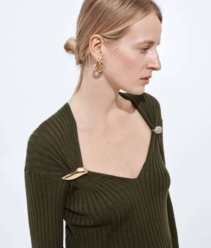 Jersey de punto elástico de cachemira y seda