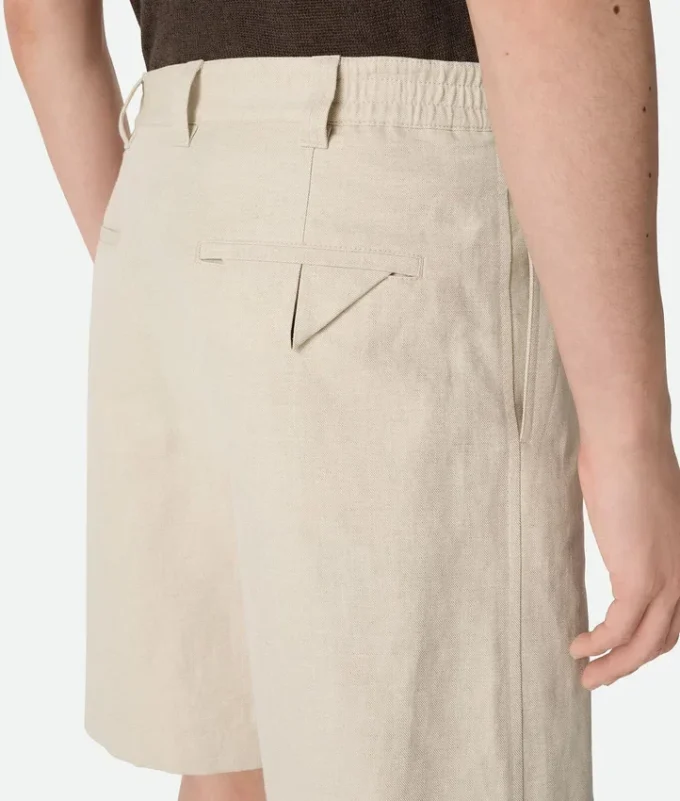 Pantalones cortos de sarga de algodón y lino