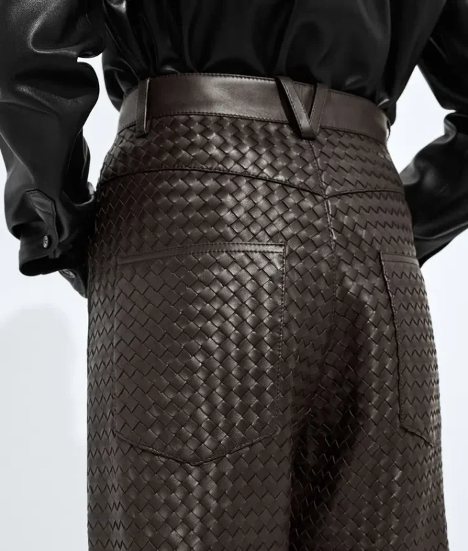 Pantalones de piel Intrecciato