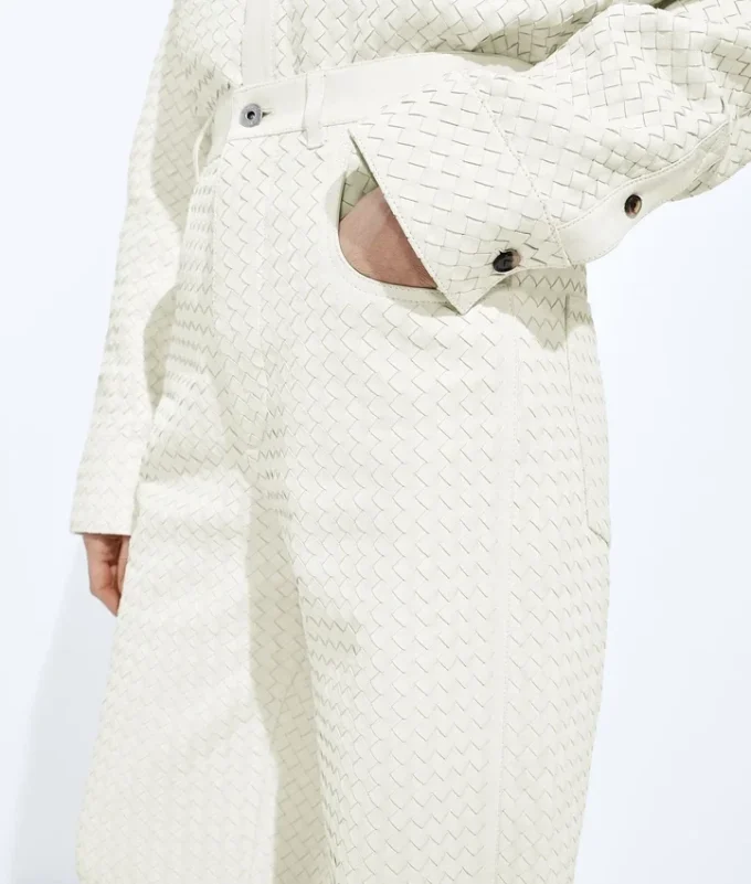 Pantalones de piel Intrecciato Small