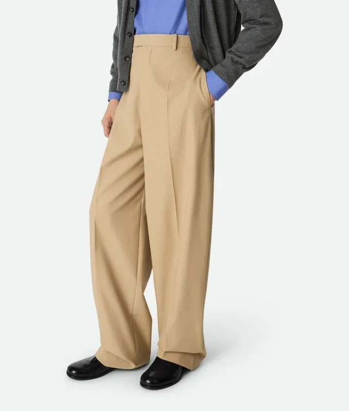 Pantalones rectos de sarga de algodón