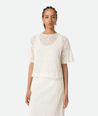 Parte de arriba de encaje de algodón y seda