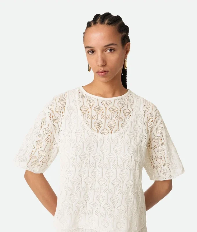 Parte de arriba de encaje de algodón y seda