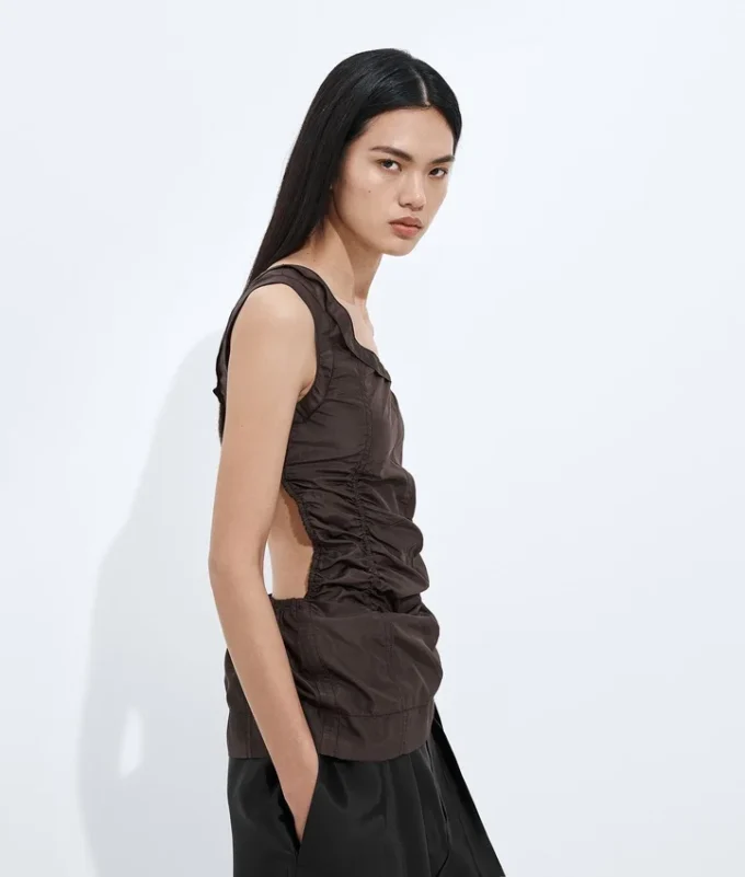 Partes de arriba de tafetán de seda lavado