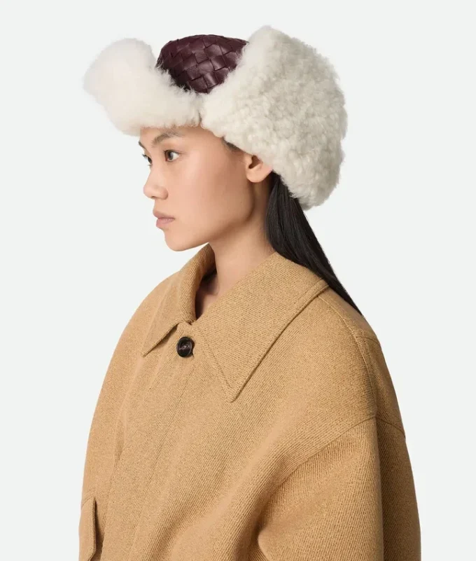 Sombrero de aviador de piel Intrecciato