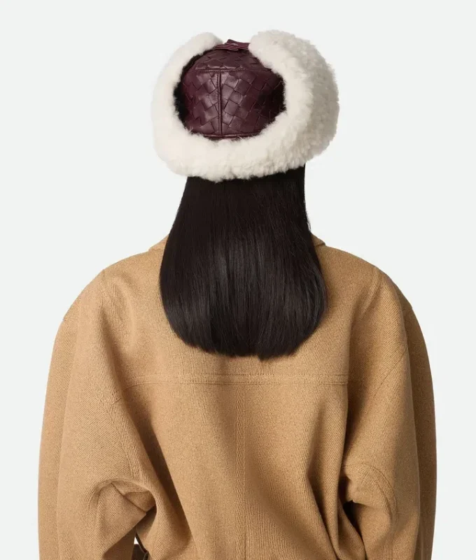 Sombrero de aviador de piel Intrecciato