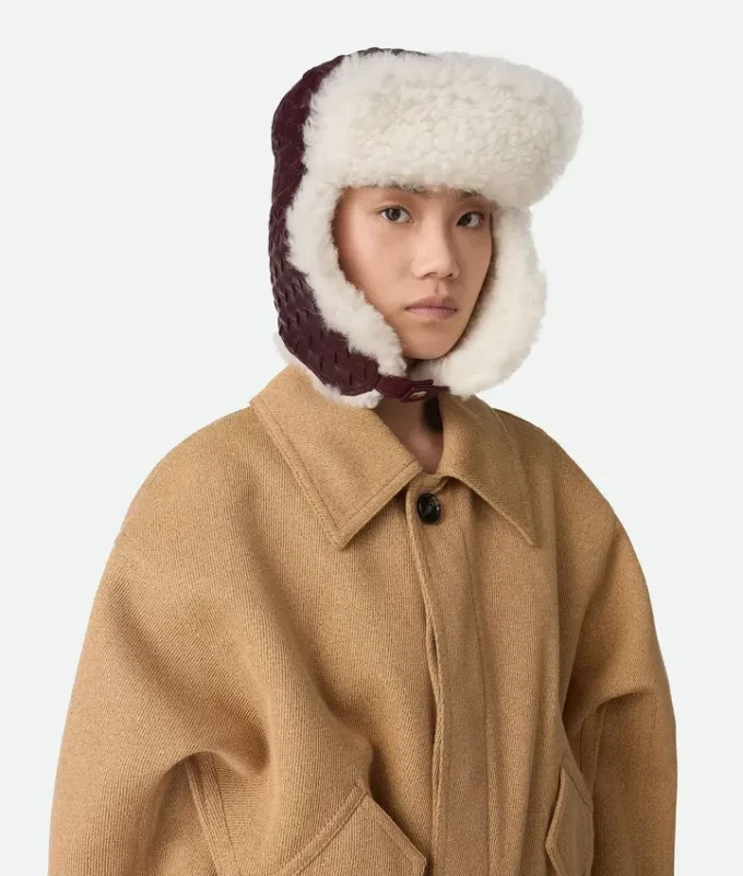 Sombrero de aviador de piel Intrecciato