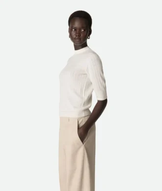 Top de punto elástico de lana