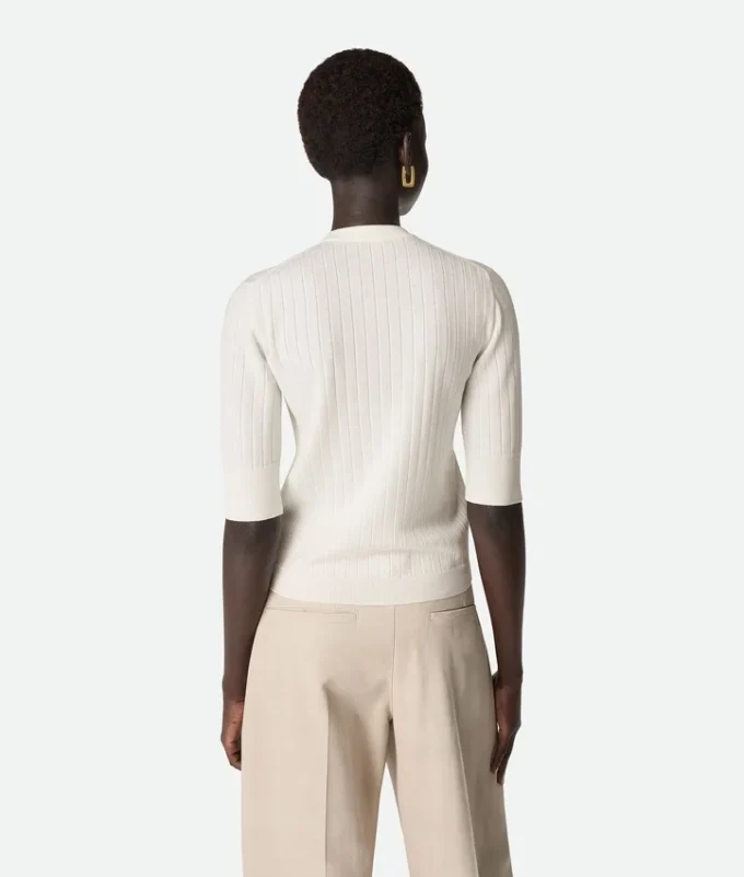 Top de punto elástico de lana