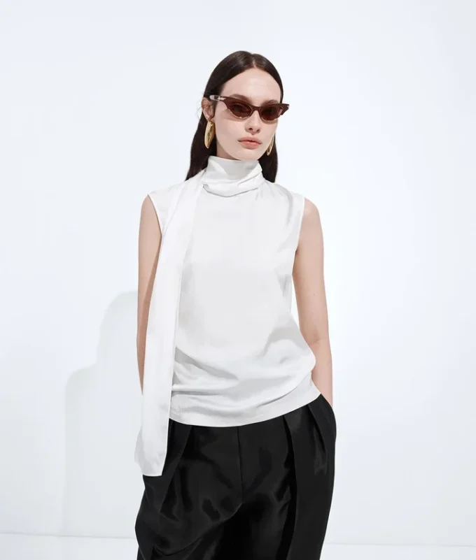 Top de satén de seda Stretch