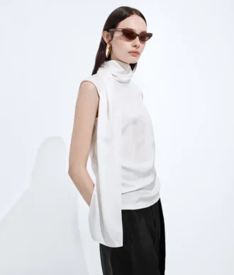 Top de satén de seda Stretch