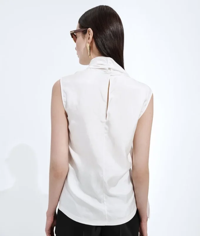 Top de satén de seda Stretch