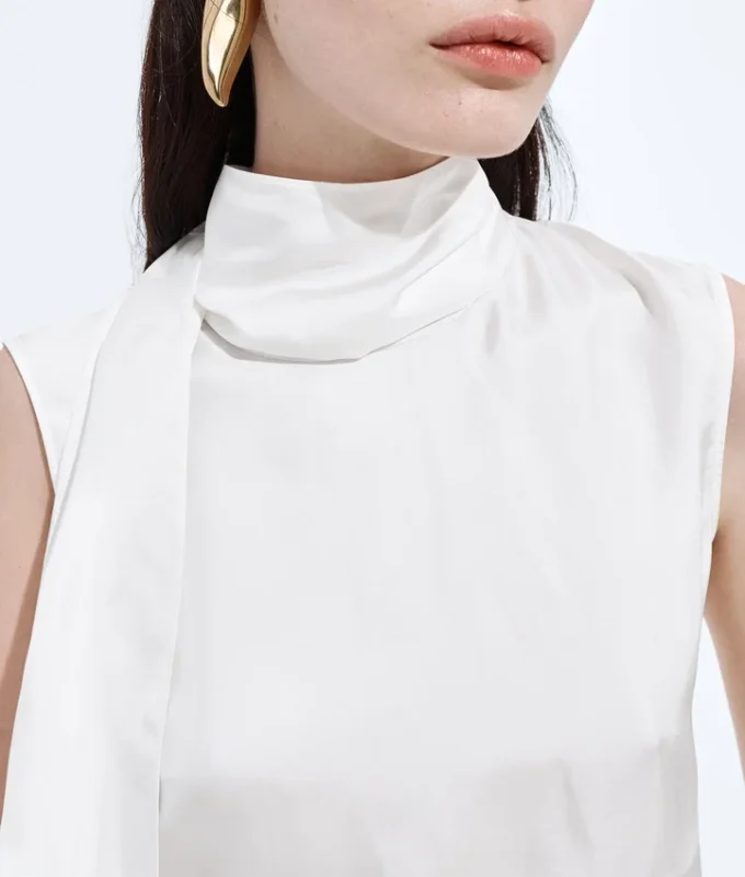 Top de satén de seda Stretch