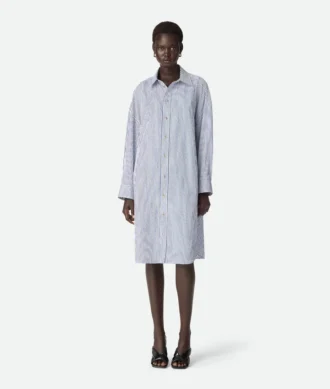 Vestido de popelín de algodón a rayas