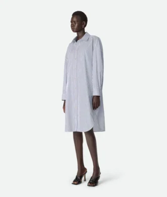 Vestido de popelín de algodón a rayas