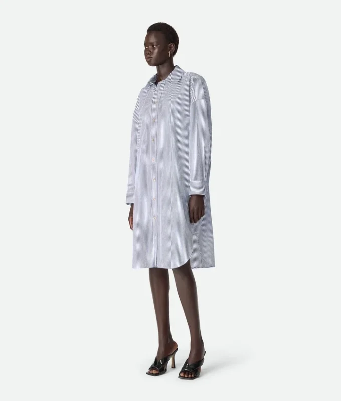 Vestido de popelín de algodón a rayas