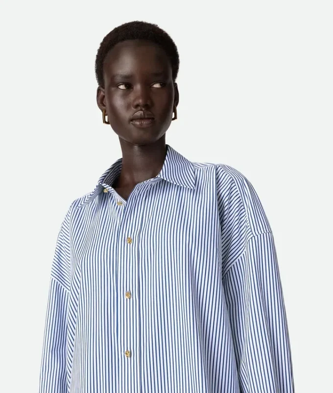 Vestido de popelín de algodón a rayas