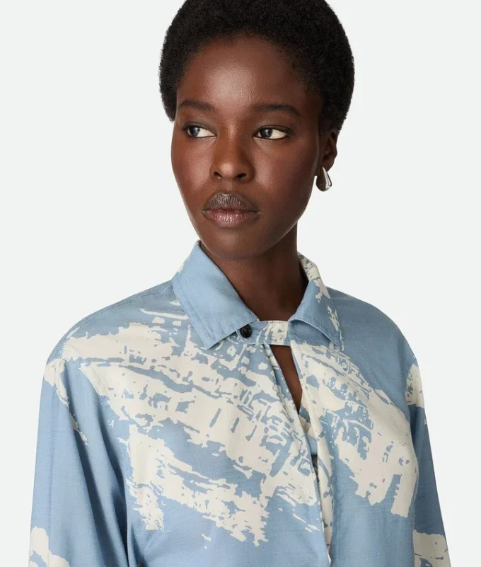 Vestido de seda con estampado de postal italiana